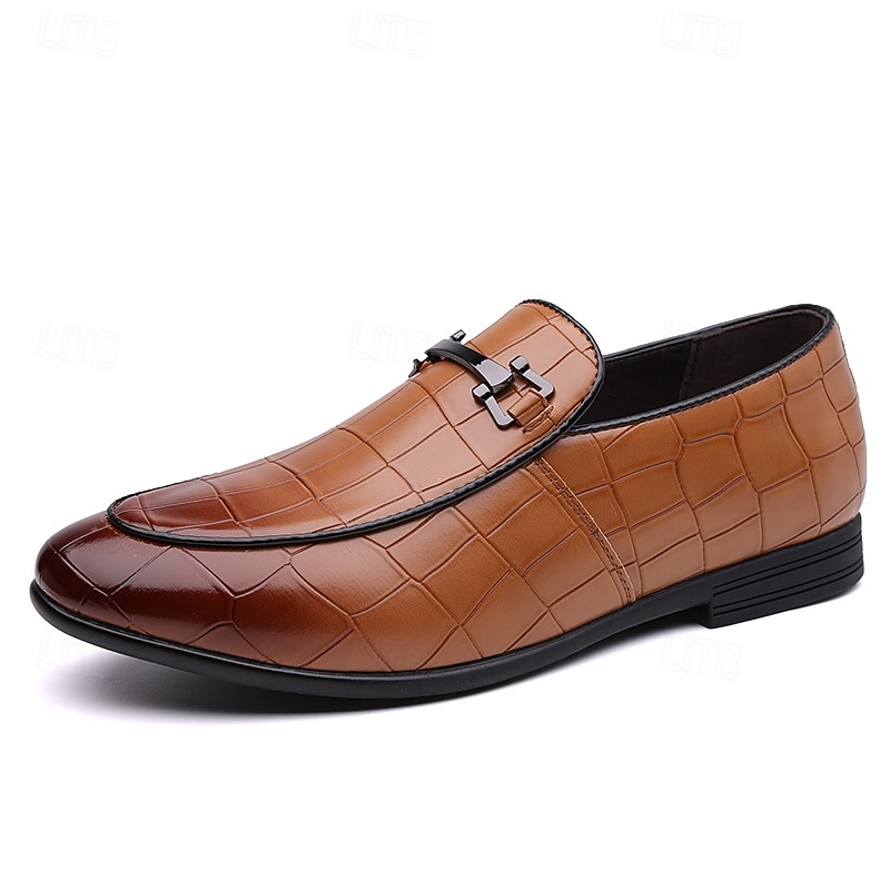 Groene instappers met krokodillenmotief voor heren – casual zakelijke stijl, comfortabele schoenen van imitatieleer voor op kantoor en dagelijks gebruik 2026 - $42.99 –P2