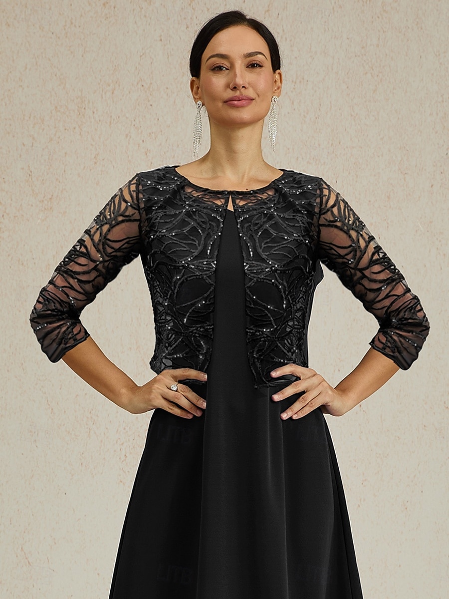 Dame Trekker på skuldrene Grafisk Abstrakt Elegant Stilfull Formelt Crew-hals Svart Sommer 2025 - $47.99 –P2