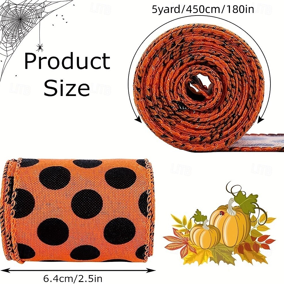 Nastro con bordo rinforzato per Halloween, 4 rotoli, nastro stampato a forma di pipistrello, ragno, zucca, gambe di strega, cappello, pois, nastri in grosgrain per Halloween, ghirlanda per la casa, del 2025 a $9.49 –P11