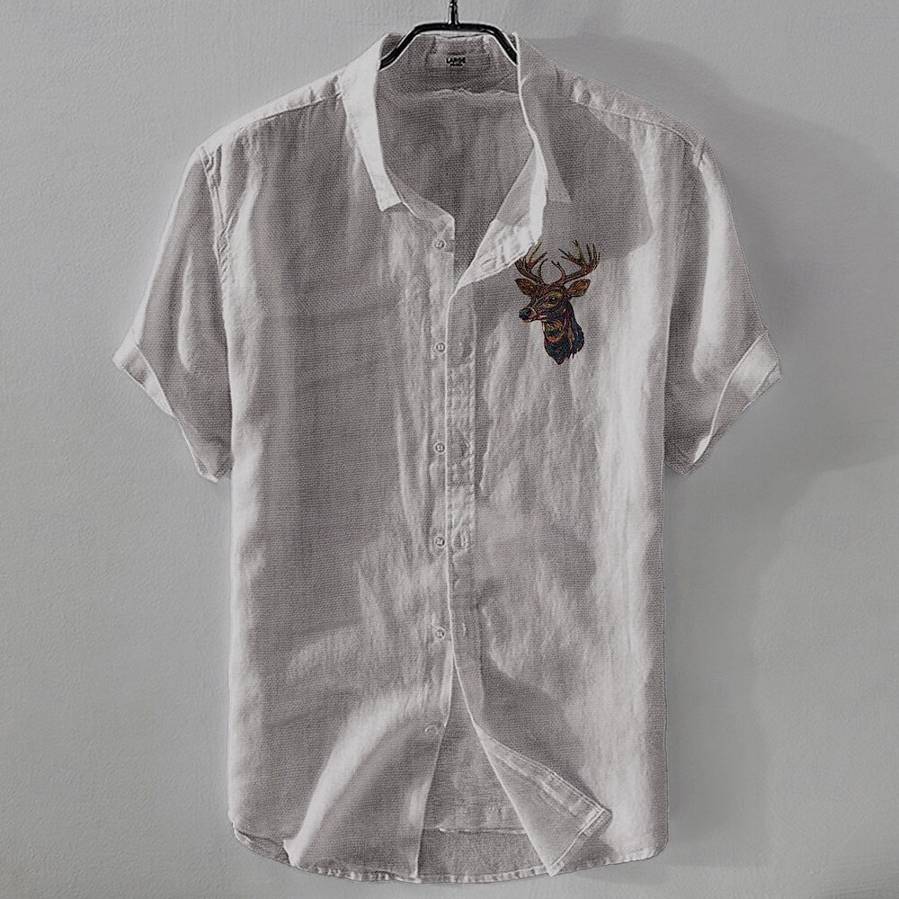 Per uomo Camicia di lino Camicia casual Camicia in cotone e lino Camicia con Bottoni Con Motivo Animale Vacanza Abbigliamento quotidiano Bianco Blu marino scuro Azzurro cielo Cachi Manica Corta Bavero del 2025 a $20.99 –P8