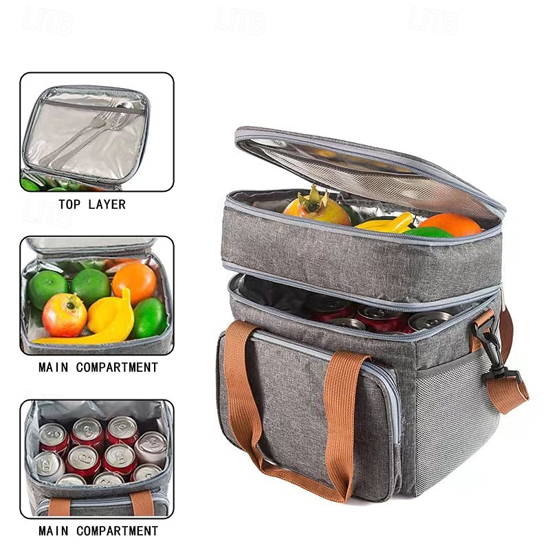 lunchväska för kvinnor och män för skolstart, kontorspicknick, vandring, strand, dubbellager, stor kapacitet, isolerad crossbody-lunchväska, vattentät kylväska för utomhuspicknick 2025 - $17.99 –P3