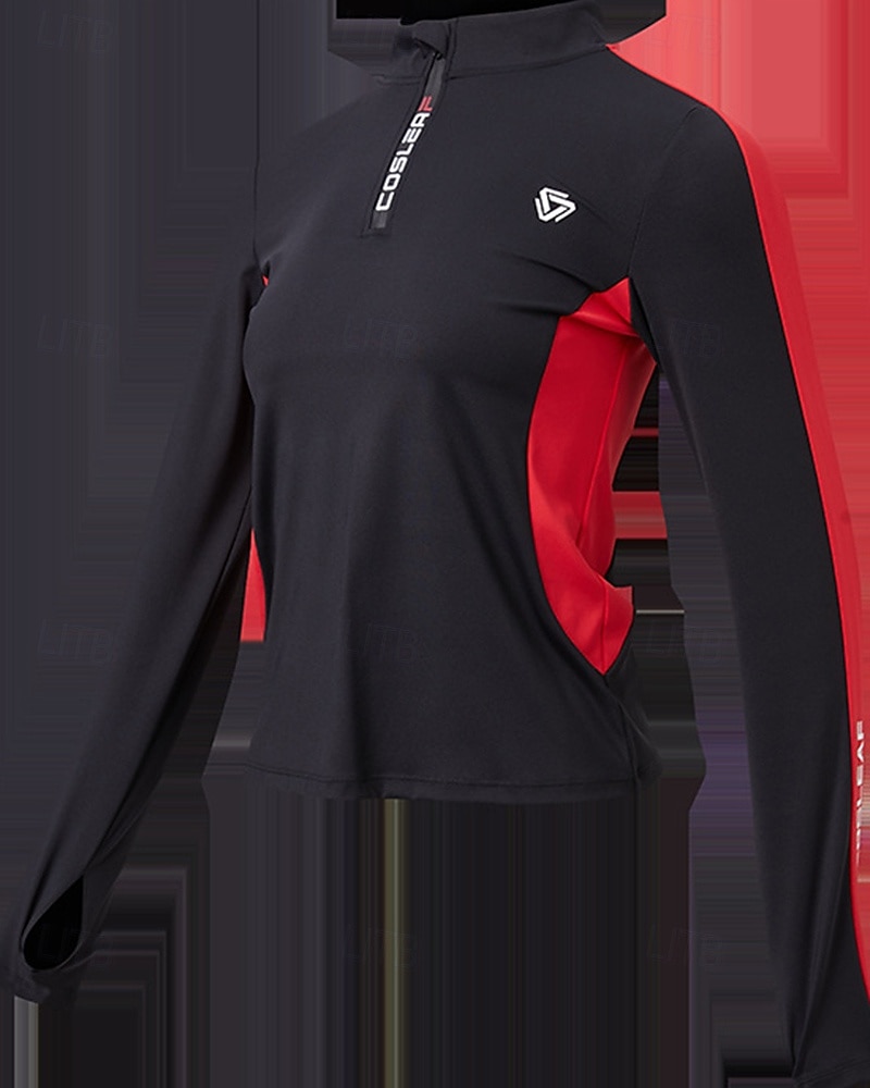 Mujer Top para correr Sudadera deportiva Cremallera de un cuarto Manga Larga Camiseta Ropa Deportiva Transpirable Al Aire Libre Corriendo Yoga Ropa de deporte Ropa de Deporte Bloque de color Negro 2025 - $36.99 –P5