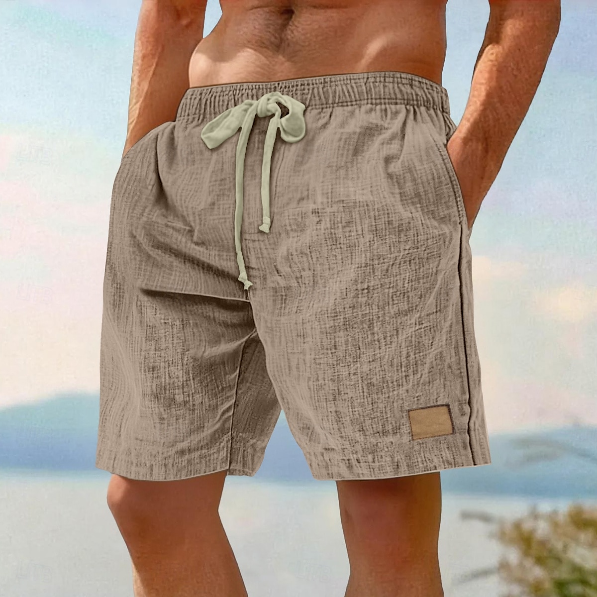 Herr Shorts Sommarshorts Beach Shorts Ficka Elastisk midja Snörning Slät Komfort Andningsfunktion Knelängd Semester Helgdag Strand Semester Hawaiisk Svart Rodnande Rosa Oelastisk 2025 - $21.99 –P9