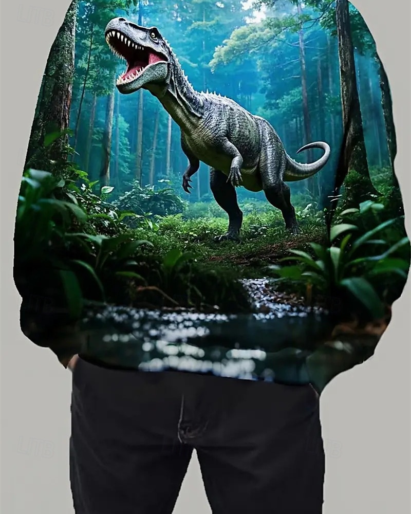 Pojkar 3D Dinosaurie Huvtröja Långärmad Vår Höst Mode Streetwear Barn 4-12 år Huva Utomhus Ledigt Dagligen Normal 2025 - $18.99 –P3