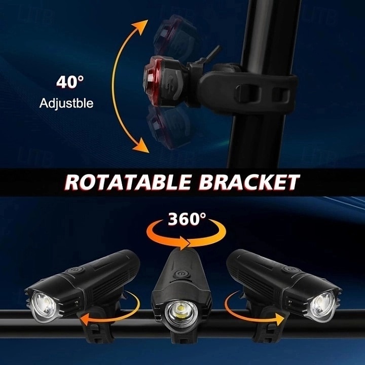 Ultra Bright USB Rechargeable Bike Light Set, Powerful Bicycle Front Headlight and Back Taillight, 4 Light Modes, Easy to Install for Men Women Kids Road Mountain Cycling Black 2025 - $21.99 –P1