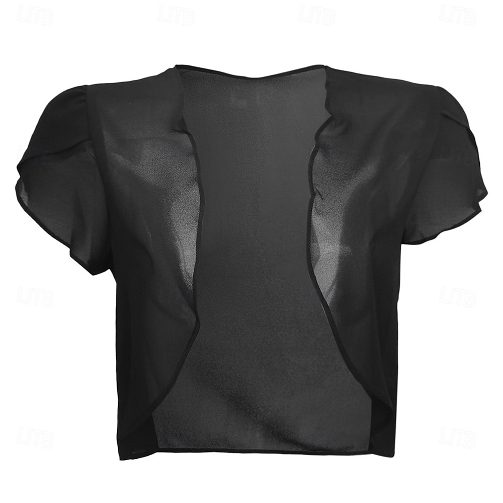 Kvinnenes Innpakningskjole Elegant Solbeskyttelse Kortermet Chiffon Bryllup Innpakninger med Ren Farge Bryllup Sommer 2025 - $21.99 –P8