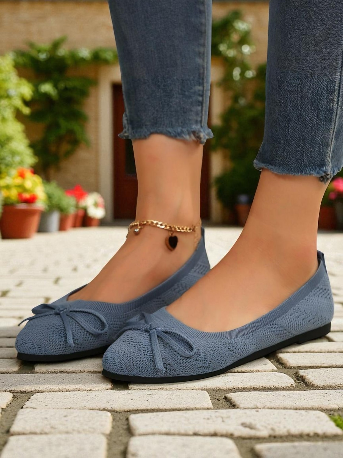 Ballerines Flyknit Bow pour femmes – chaussures décontractées, légères, respirantes et élégantes, idéales au quotidien, pour les promenades en plein air et les pique-niques printaniers au jardin de 2025 ? $19.99 –P3