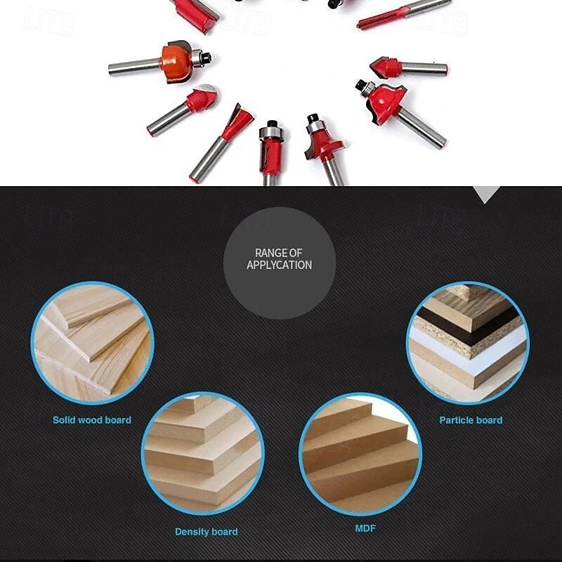 Set di 12 utensili per lavorazione del legno con gambo, kit di frese per fresatura del legno, frese per scanalature e rifilatura per progetti di carpenteria e fai da te, lame di precisione resistenti. del 2025 a $35.99 –P5