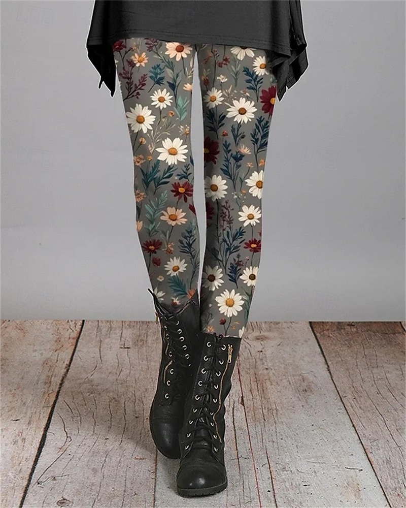 Damen Hosen Hose Leggings Gemütliche Leggings Streetwear Lässig Volle Länge Hohe Taille Blume Elastischer Bund Druck Atmungsaktivität Bequem Dehnbar Urlaub Straße Alltagskleidung Schwarz Orange Grün 2026 - $19.99 –P1