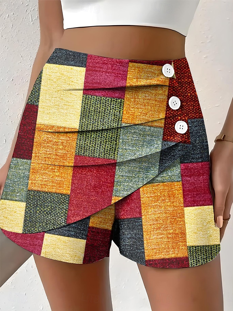 Femmes Chinos Shorts Élégant Vacances ancien Court Taille haute Graphique Formes Géométriques Abstrait Superposé Séchage Rapide Confortable Respirant Non Elastique Extérieur Rue Quotidien Jaune Rose de 2025 ? $17.99 –P2