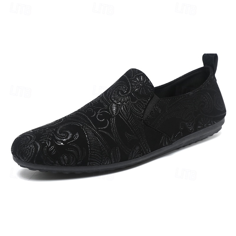 scarpe slip-on ricamate nere e verdi da uomo – scarpe casual eleganti con design floreale, adatte per feste e occasioni alla moda del 2026 a $26.99 –P2