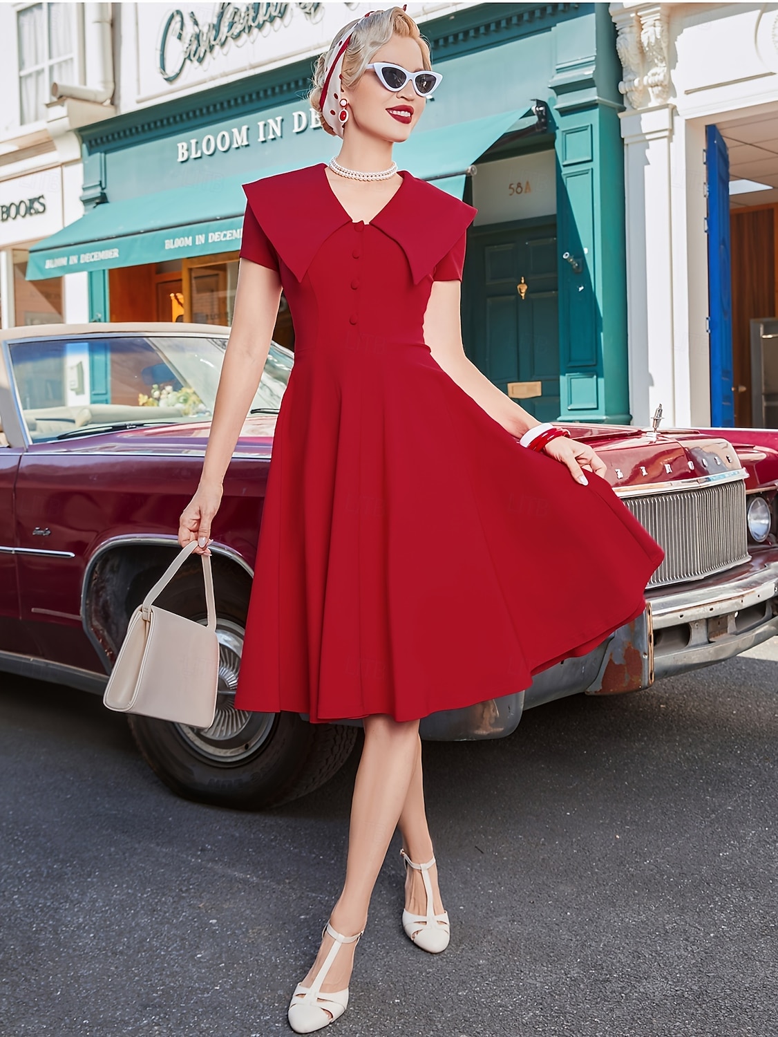 Retro 50. léta Rockabilly Polední Šaty Šaty na šaty Rozevláté Do V Maškarní kostým Dámské předvečer Všech svatých Karneval Valentýna Čajový dýchánek Retro tematická párty Dospělé Šaty Léto 2025 - $25.99 –P6