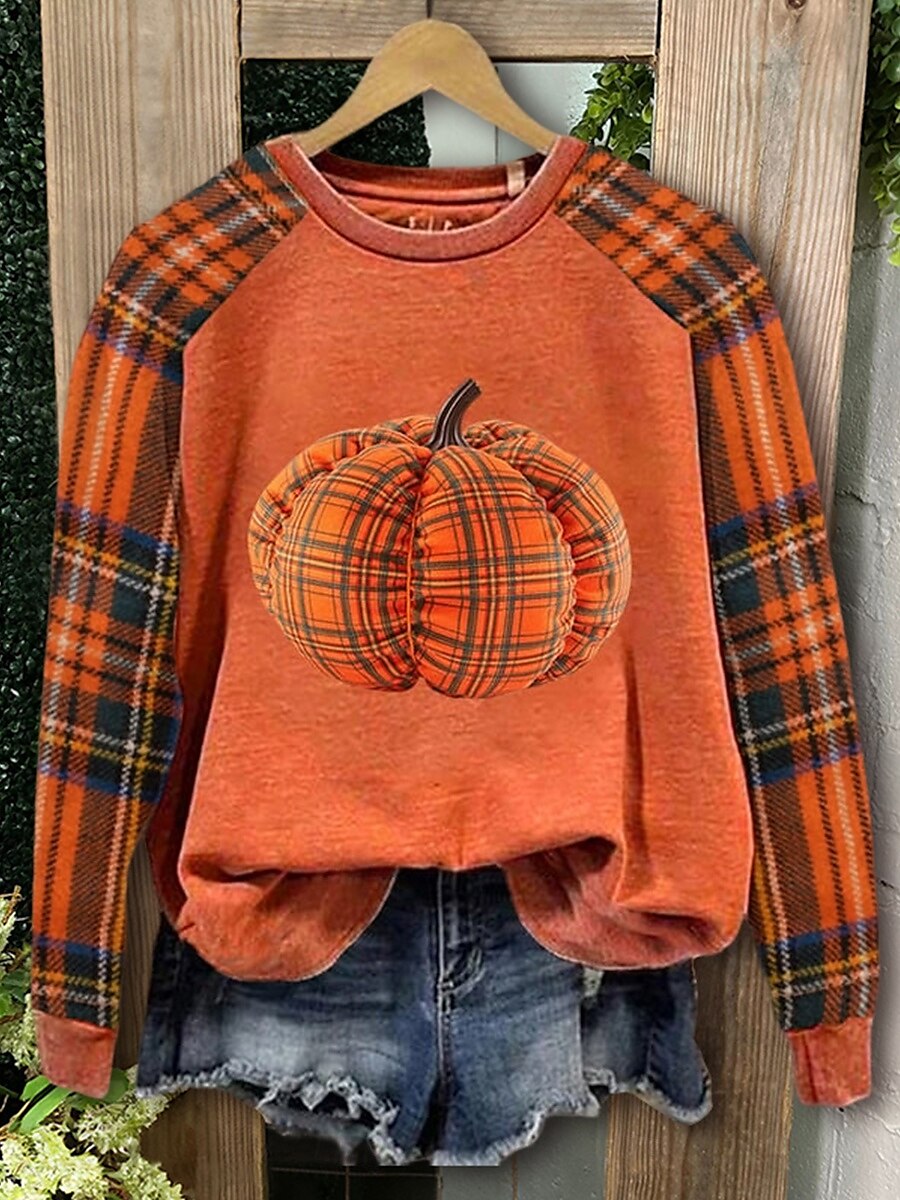 Halloween Women's Sweatshirts Graphic Casual Long Sleeve Crew Neck Regular Tops Casual Black Yellow Orange Fall 2025 - $28.99 –P3