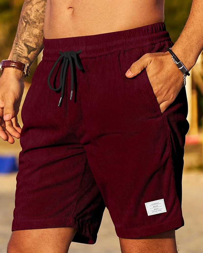 Herren Shorts Sommershorts Freizeitshorts Cordshorts Tasche Elastischer Bund Kordelzug Einfach Komfort Atmungsaktiv Kurz Outdoor Sport Klassisch Lässig Schwarz Weiß Mikroelastisch 2025 - $15.49 –P8