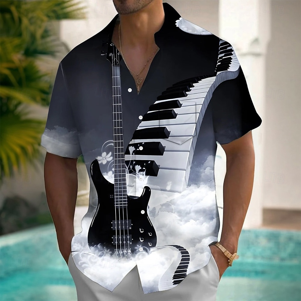 Per uomo Maestri del Consiglio Chitarra Strumento musicale Camicia Camicia Estiva Camicia con Bottoni Manica Corta Vintage Retrò All'aperto Vacanza Abbigliamento Quotidiano Estate Primavera Collo del 2026 a $25.99 –P1