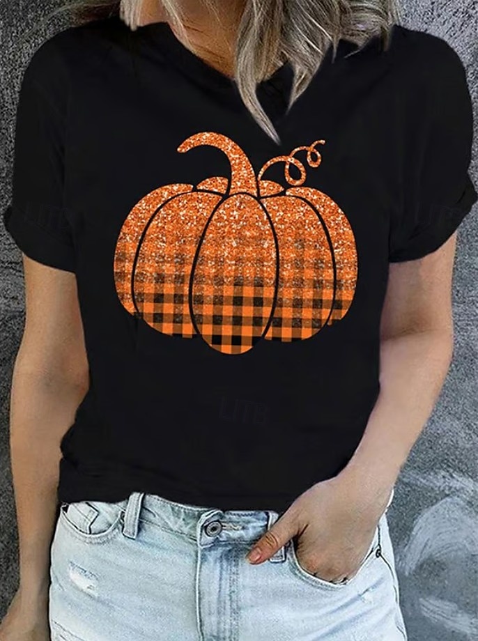 Halloween Femmes T-shirt Graphique Halloween ancien Élégant Classique Manche Courte Col ras du cou Col rond Hauts Réguliers Quotidien Week-end Imprimé Noir Blanche Jaune Rose Claire Rouge Été Automne de 2025 ? $19.99 –P2