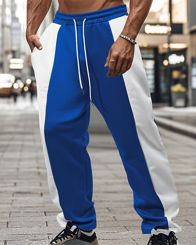 Homens Calças Esportivas Calças Calça de moletom de perna reta Bolsos Cintura elástica Com Cordão Bloco de cor Conforto Esportes Diário Moda Casual Preto Azul Micro-Elástica de 2025 por $18.99 –P1