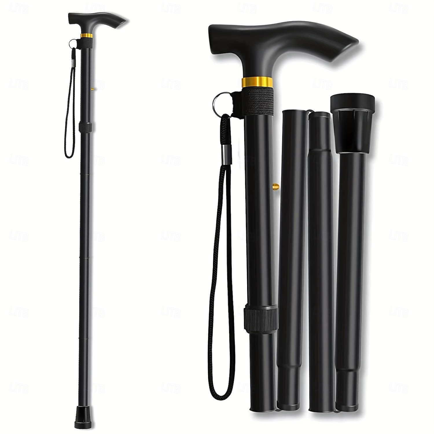 justerbar höjd vandringsstav 1-pack hopfällbar käpp lätt aluminiumlegering kombinationslås resevandringshjälpmedel för män kvinnor äldre - bärbar&amp;hopfällbar (svart) 2026 - $92.99 –P2