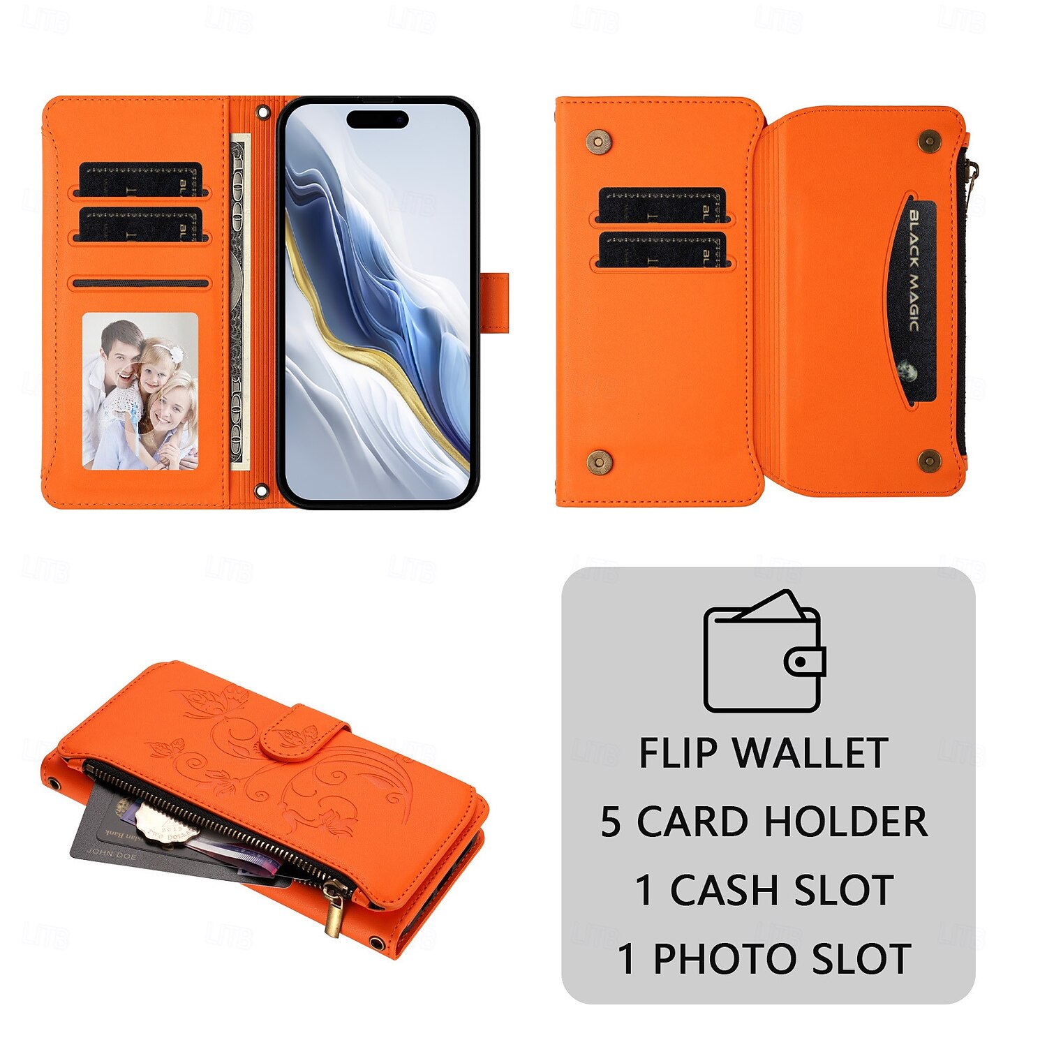 2025年 電話 ケース 用途 iPhone 16 Pro Max プラス iPhone 16 iPhone 15 14 Pro Max Plus iPhone 16e iPhone 13 Pro Max Mini iPhone 13 Mini バックカバー スタンド付き 全身保護 リストストラップ付き レトロ風 TPU PUレザー  コレクション – $15.99 –P9