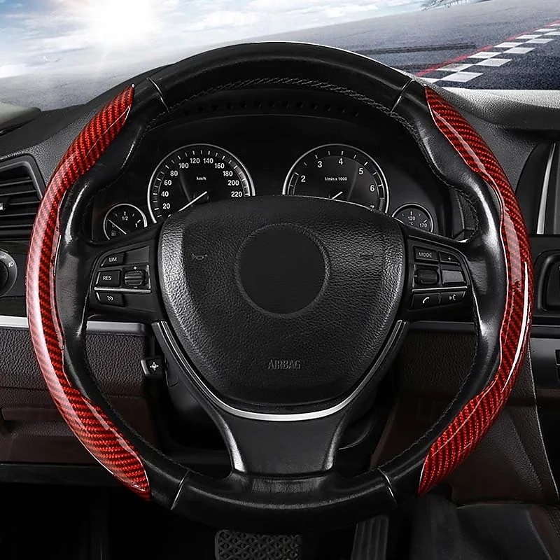 Funda antideslizante de silicona y fibra de carbono para volante de coche, ajuste universal, elegante, antideslizante, con agarre suave, para la decoración interior del coche y un cómodo accesorio de conducción. 2026 - $19.99 –P14
