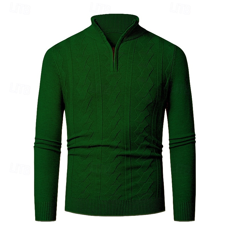 Herren Pullover Pullover mit Viertelreißverschluss Strickpullover Zopfmuster Stricken Normale Oberteile Gestrickt Einfach Viertelreißverschluss Mode Lässig Urlaub Alltagskleidung Bekleidung Herbst 2025 - $22.99 –P11