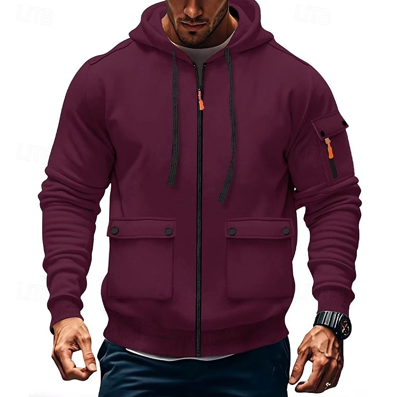 Per uomo Felpa con cappuccio Felpa con cappuccio in pile Felpa con cappuccio tattica Nero Bianco Vino Verde militare Rosso Con Cappuccio Semplice Tasca Sport & Outdoor Casuale Quotidiano Streetwear del 2025 a $27.99 –P6