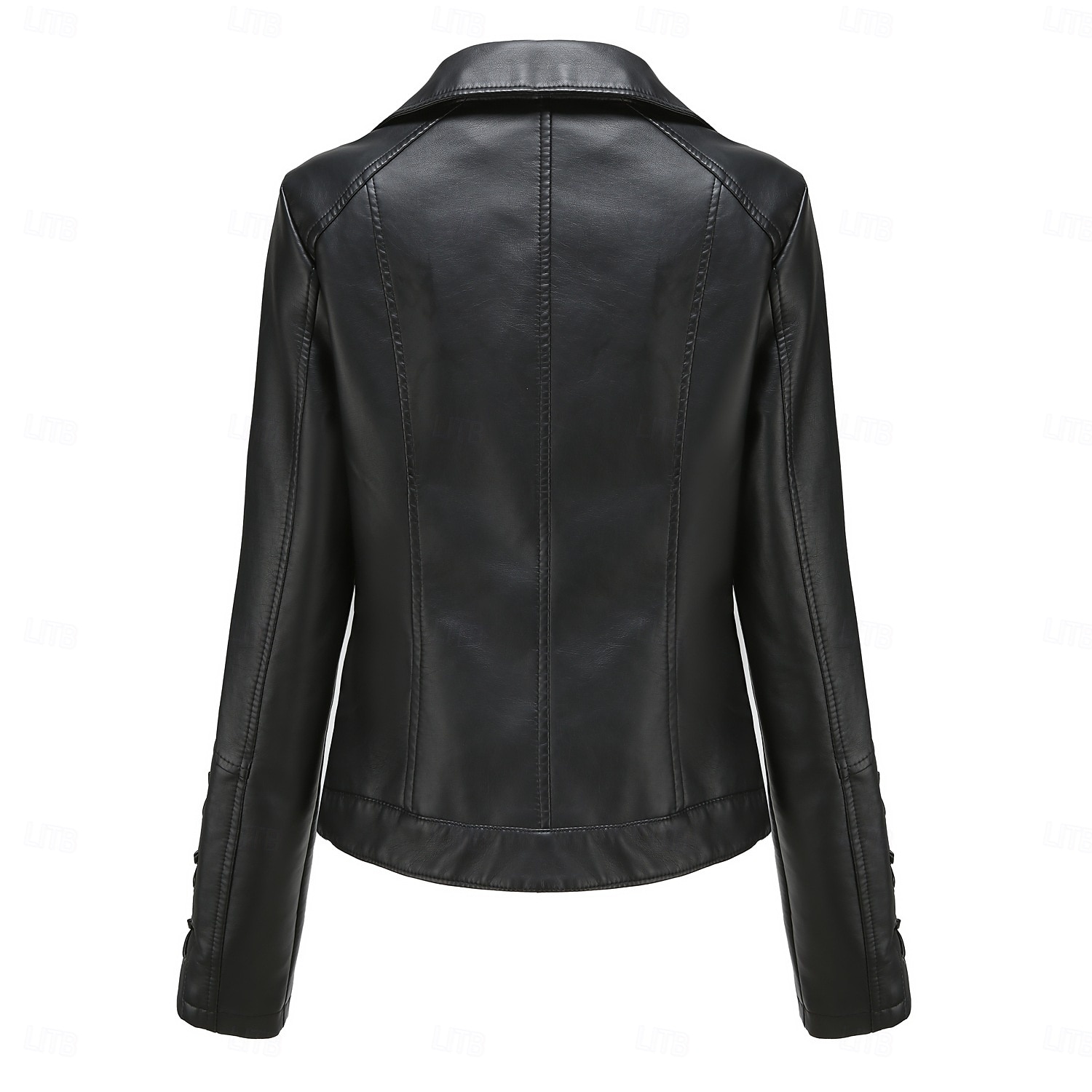 Women's Faux Leather Jacket Comfortable Full Zip Fashion Street Style Plain Outdoor Casual Daily Regular Turndown Regular Fit Long Sleeve Outerwear Black Red Green Spring Fall 2025 - $43.99 –P20