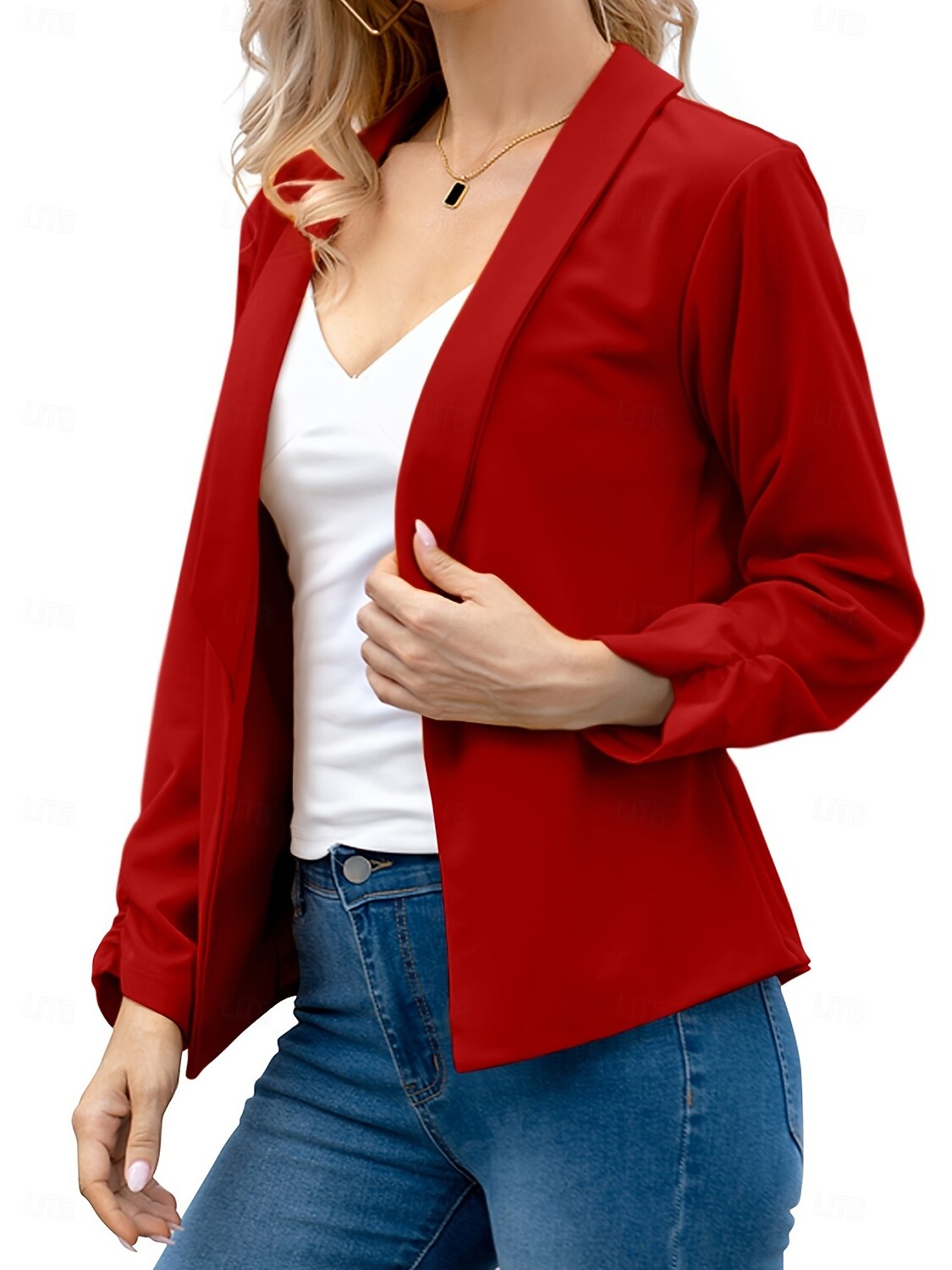 Femmes Blazer Confortable Respirant Coupe ajustée Mode Moderne Uni Travail Quotidien Régulier Col Rabattu Coupe régulière manche longue Vêtements d'extérieur Rose Claire Noir Blanche Printemps Automne de 2025 ? $26.99 –P2