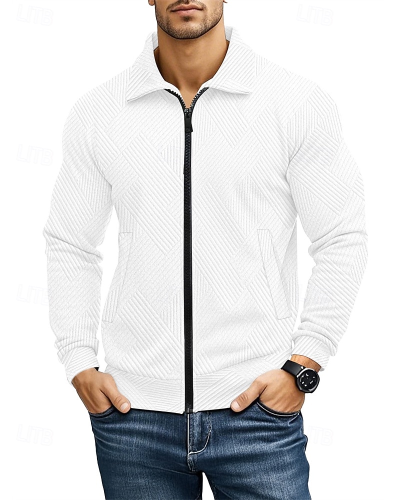 Homme Veste Légère Veste Décontractée Vacances Quotidien Respirabilité Avec Poches Jacquard Printemps Automne Uni Mode Classique Revers Régulier Noir Blanche bleu marine Kaki Gris Claire Veste de 2025 ? $29.99 –P8