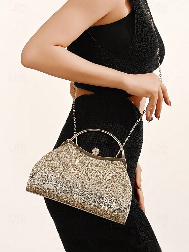 Borsa Da Sera Donna Con Paillettes - Pochette Elegante Con Catena - Per Matrimoni, Balli E Cocktail