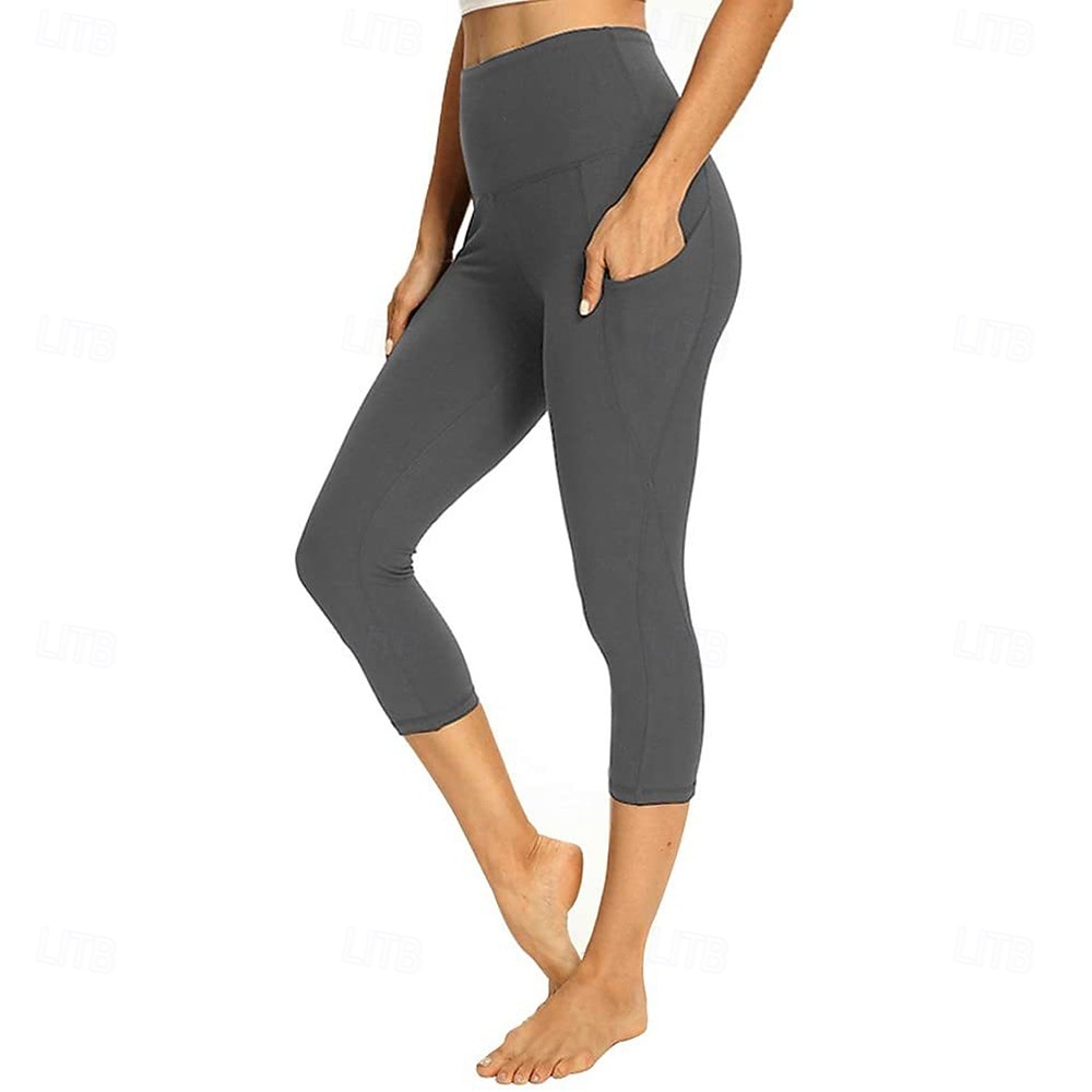 Dames broek Leggings Gezellige leggings Panty Sportschoenen Kuitlengte Hoge taille Effen Zijzakken Comfortabel Billenlift Buikcontrole Yoga Casual / Dagelijks Zwart Bordeaux Blauw Grijs Lente Herfst 2026 - $13.99 –P8