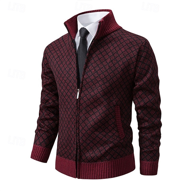 Herren Pullover Kleid Pullover Strickjacke Reißverschluss-Pullover Strickpullover Gerippt Stricken Normale Oberteile Gestrickt Gerippt Einfach Stehkragen Mode Schals Geschäft Lässig Bekleidung Herbst 2026 - $28.99 –P5