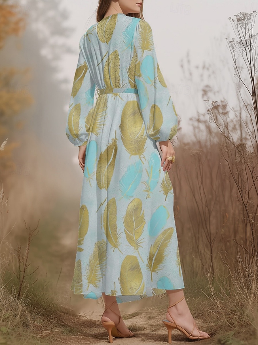 Damen Midikleid Freizeitkleid Chiffon Schwingkleid Modern Urlaub Täglich Wochenende Normale Passform Feder Langarm V Ausschnitt Weiß Blau Leicht Blau Sommer Frühling Herbst 2025 - $31.99 –P10