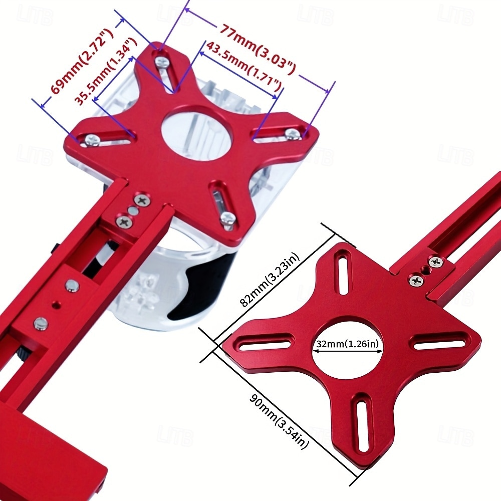 Fraiseuse à bois multifonctionnelle 3 en 1 avec pince en aluminium - outil de coupe et de fraisage circulaire de précision avec support de rainure réglable, base rouge et rail en acrylique transparent de 2025 ? $63.99 –P12