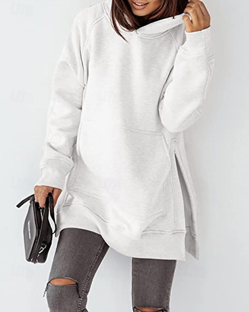 Dame Pullover hettegenser-genser عادي Gatemote Fritid Langermet Med hette Vanlige topper Gate Ferie Lomme Svart Rosa Vin Beige Lyseblå Vinter 2025 - $23.99 –P2