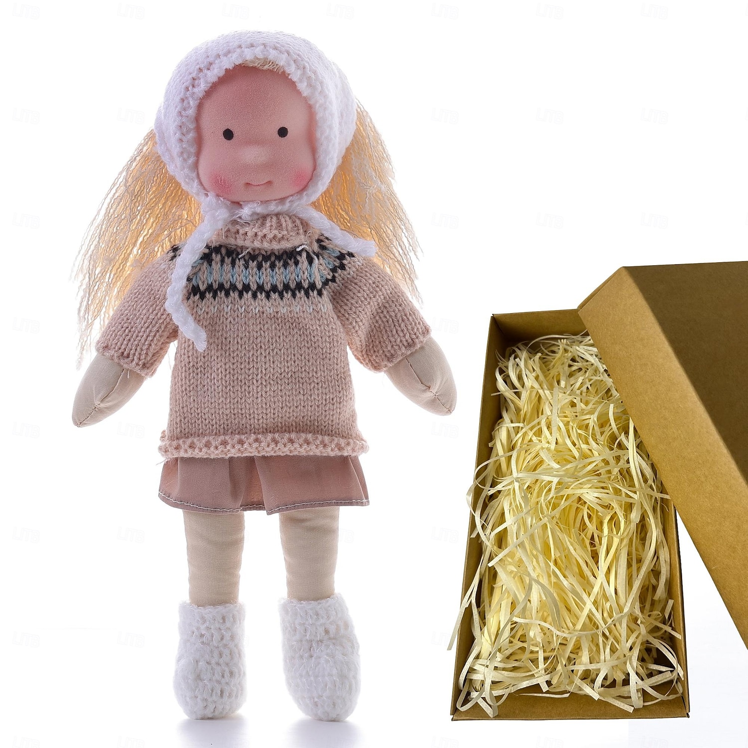 Waldorfpuppe mit Baumwollkörper, Künstlerpuppe, handgefertigte Mini-Anziehpuppe, DIY-Halloween-Geschenkbox, Verpackung, Segen (ausgenommen Kleintierzubehör) für Weihnachtsgeschenke 2025 - $42.99 –P7