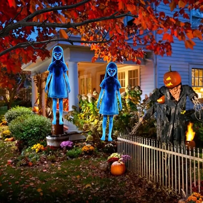 2pcs of Halloween Metal Yard Signs Double Ghost Garden Stakes Perfect for Horror Zombie And Vampire Themes Outdoor Yard Patio Garden Decor 2025 - $17.49 –P6