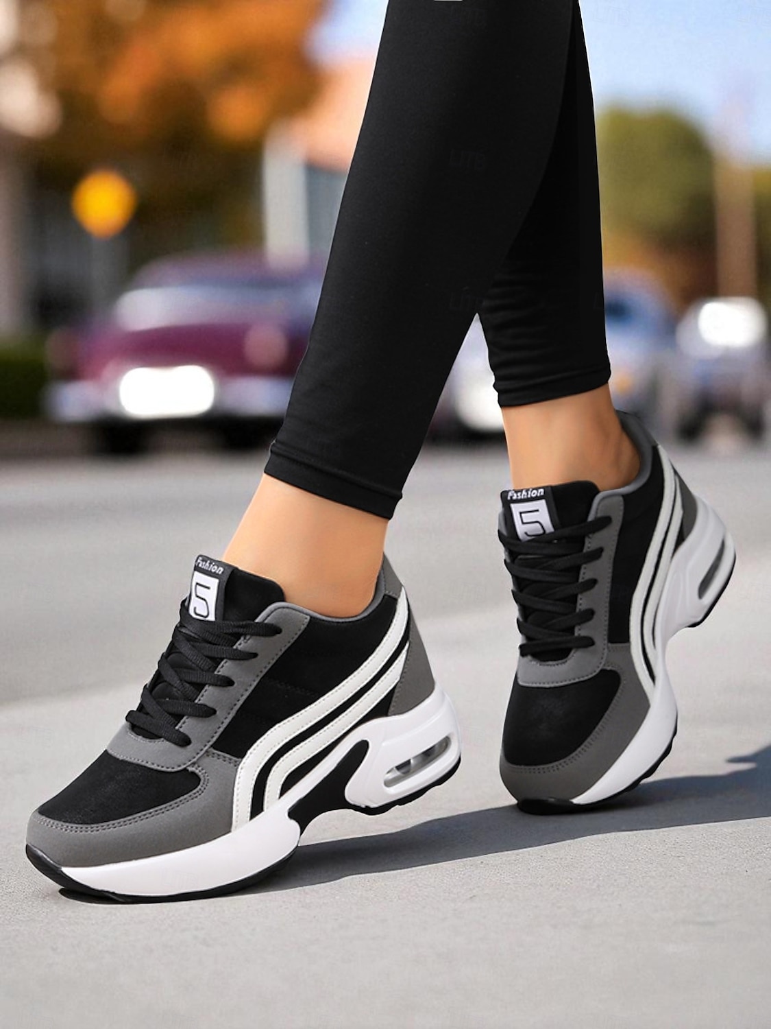 Schwarze und graue klobige Laufsneaker für Damen – atmungsaktive Mesh-Schnürschuhe, lässige, sportliche Wanderschuhe fürs Fitnessstudio, Reisen und den Alltag 2025 - $42.99 –P5