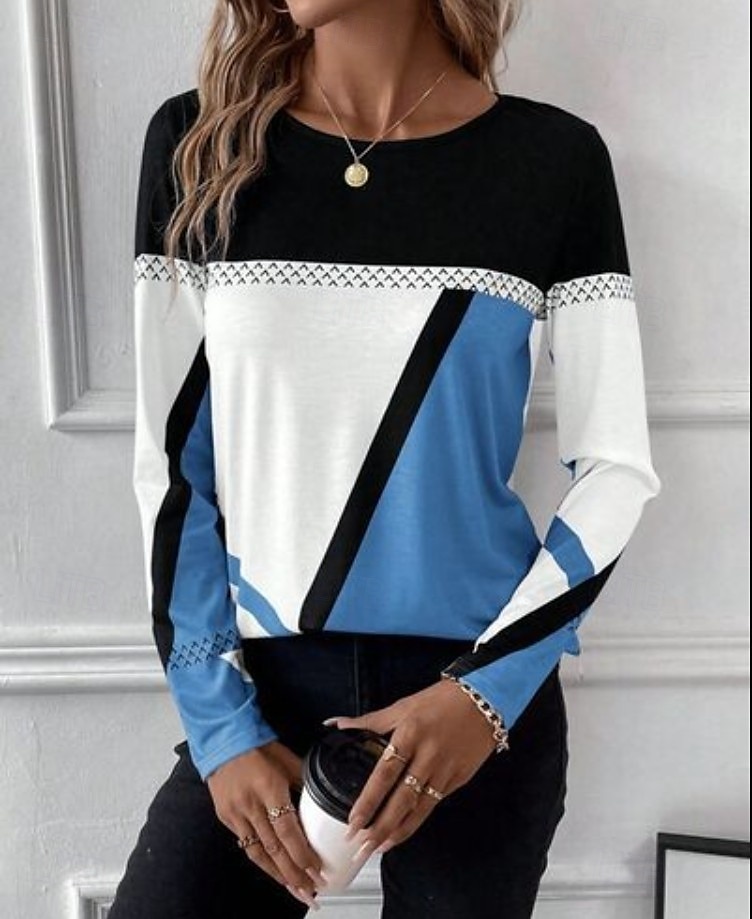 Pâques Femmes T-shirt Graphique Plaid ancien Élégant Classique manche longue Col ras du cou Col rond Hauts Réguliers Quotidien Imprimé Noir Rouge Bleu Violet Marron Été Printemps Automne de 2025 ? $22.99 –P7