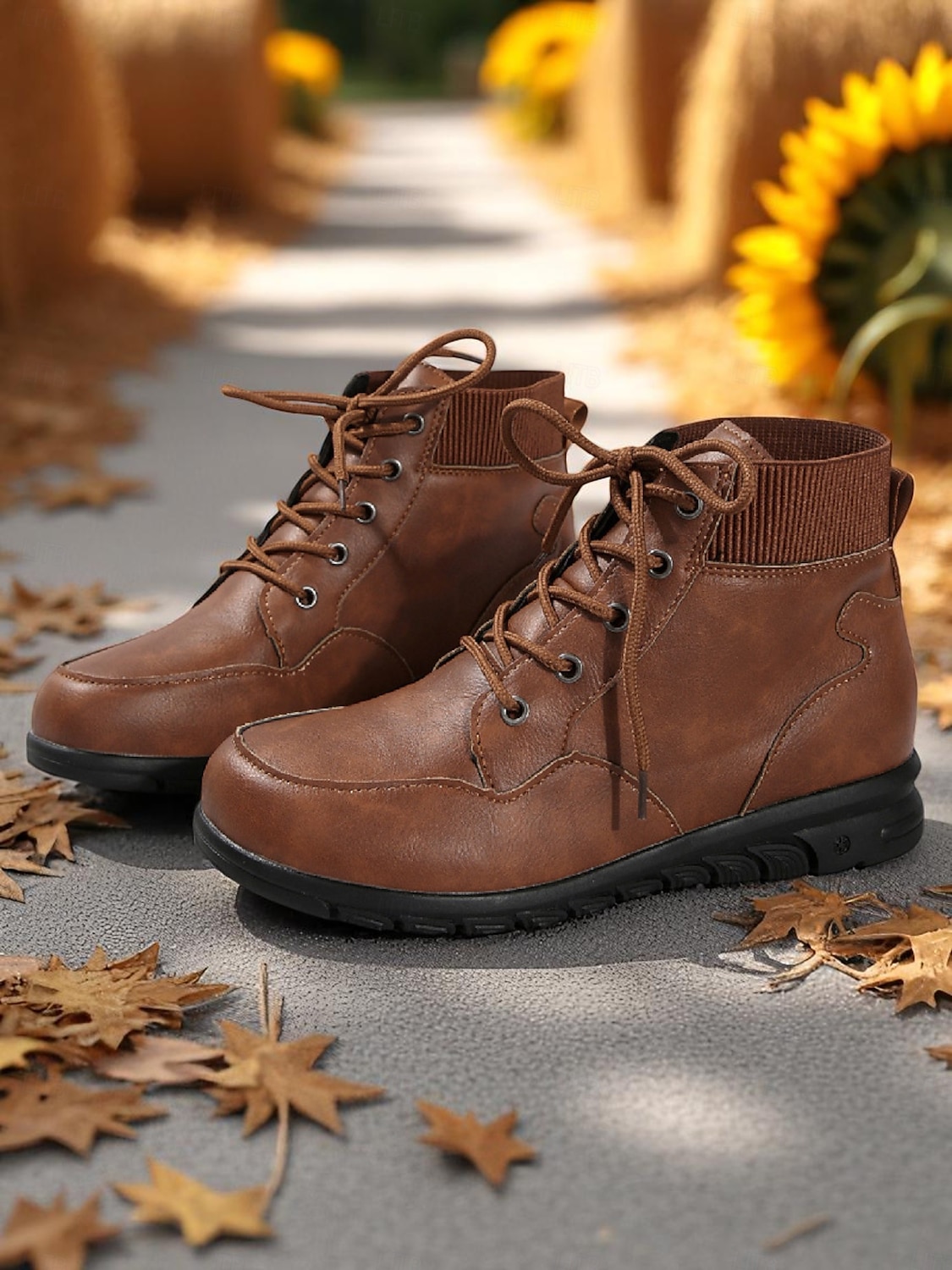 Bottines à lacets pour femmes avec col côtelé – des chaussures d'extérieur élégantes pour les visites à la ferme, les champs de tournesols et les promenades d'automne de 2025 ? $26.99 –P2