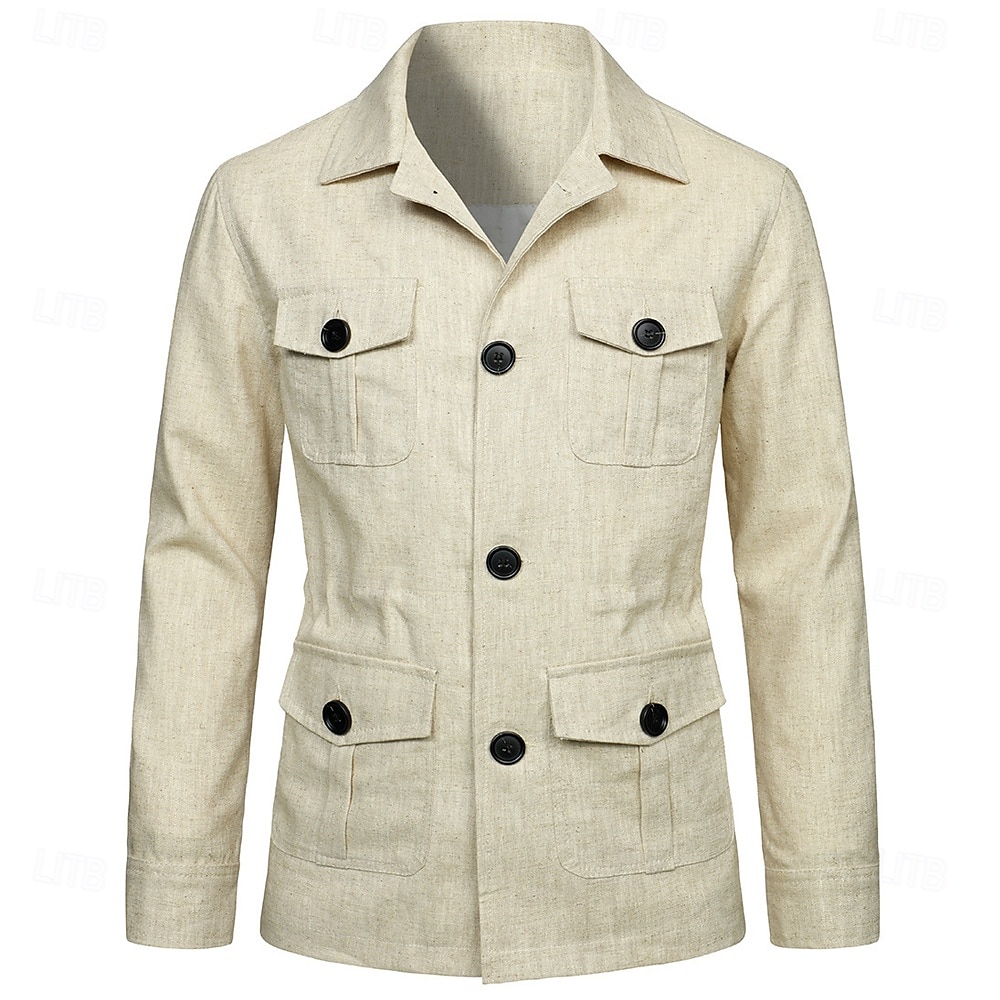 Per uomo Giacca Leggera Blazer 100% lino Scuola Formale Vacanza Elegante Vintage Estate Primavera Lino Tinta unica Tasca Delicato sulla Pelle Comodo Monopetto Un Bottone Bottone frontale Giacca del 2025 a $55.99 –P7