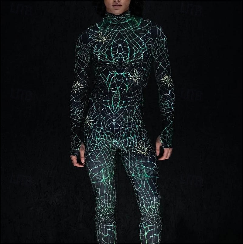 Combinaison en toile d'araignée pour Halloween, costumes de groupe pour couples, combinaison intégrale, costume effrayant pour hommes, femmes, garçons, enfants, adultes, performance, fête, club, de 2025 ? $29.99 –P5