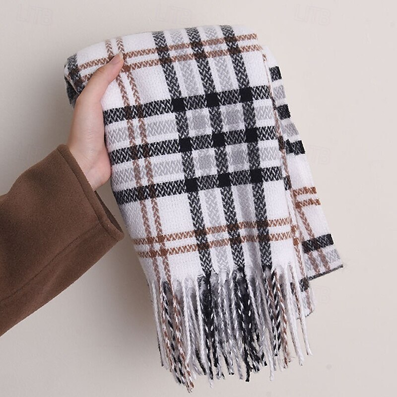 Foulard Rectangulaire Femmes Rue Quotidien Date Noir Jaune Écharpe Plaid de 2025 ? $21.99 –P4