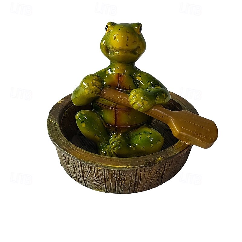 Figurine de grenouille et de tortue en résine dans un canoë, ornement flottant, figurine d'animal flottant réaliste avec des yeux jaunes, cadeaux idéaux pour le jardin, la piscine ou la rivière de 2025 ? $20.99 –P19