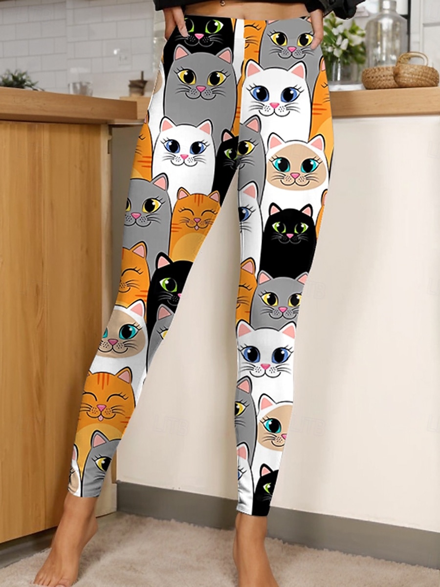 Mujer Polainas Moda Casual Hasta el Tobillo Alta cintura Graphic Animal Estampado Suave Transpirable Elástico Vacaciones Casual Diario Negro Amarillo Rosa Azul Piscina Verano Primavera Ajustado 2025 - GBP £15.55 –P1