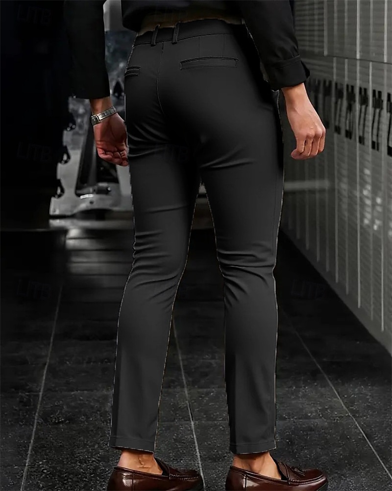 Herren Anzughose Slim Fit Hose Chinos Tasche Knöpfe Einfach Komfort Formell Party Arbeit Mode Klassicher Stil Schwarz Dunkelblau Mikroelastisch 2025 - $23.99 –P7