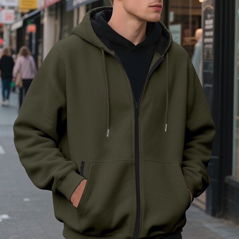 Hombre Sudadera Sudadera con capucha y cremallera completa Sudadera con capucha de lana Albaricoque Negro Verde Ejército Azul Marino Gris Claro Con Capucha Plano Bolsillo Deporte Diario Festivos 2025 - $26.99 –P14
