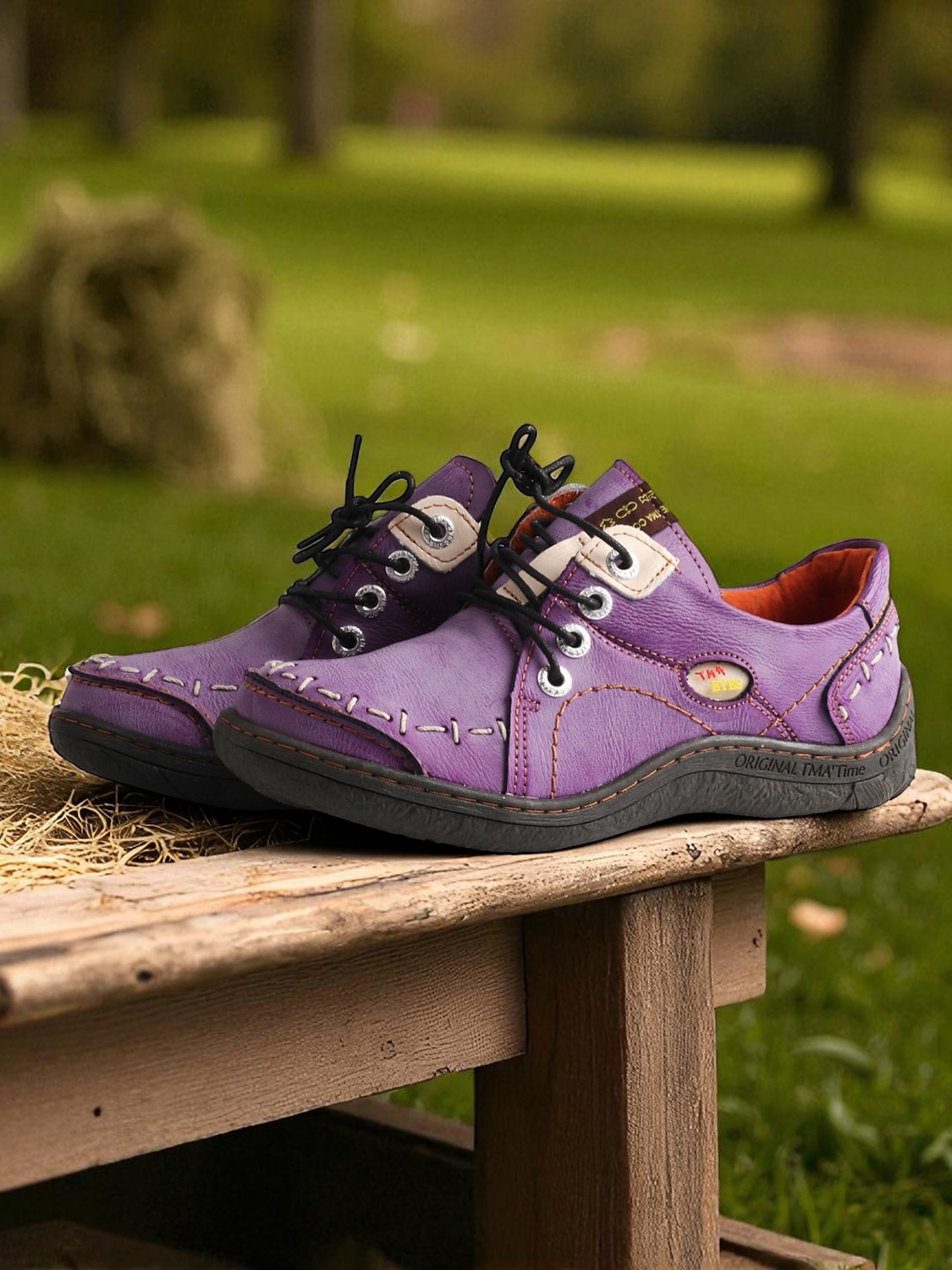 Chaussures décontractées à lacets en cuir violet pour femmes – Chaussures rétro confortables faites à la main pour le quotidien, les voyages et les activités de plein air de 2025 ? $69.99 –P3
