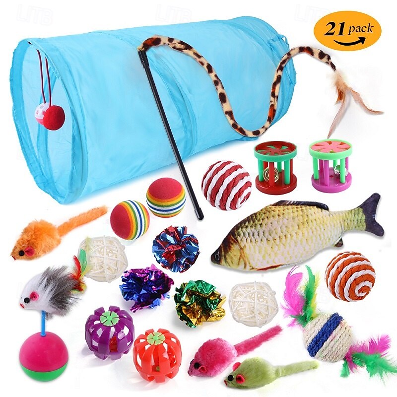 Ball Feather Toy Mice & Animal Toy Tunnels Squeak Toy with Durable Pet Exercise Releasing Pressure Pet Training Teething Rope Toy for Cat Indoor Outdoor Pet Play 2025 - $52.03 –P3