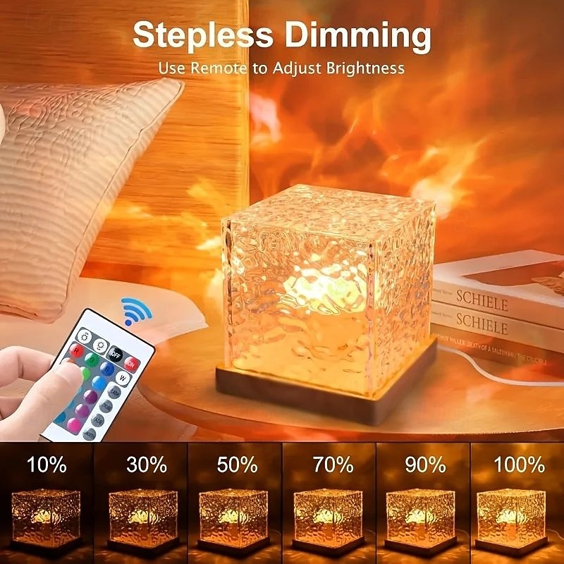 USB Rotating Water Wave Light Projector Remote Control Bedroom Table Lamp Crystal Night Lamp 16 Color RGB Desktop Lamp for Game Room Bedroom Christmas/Halloween Party Decoration 2025 - $34.99 –P2